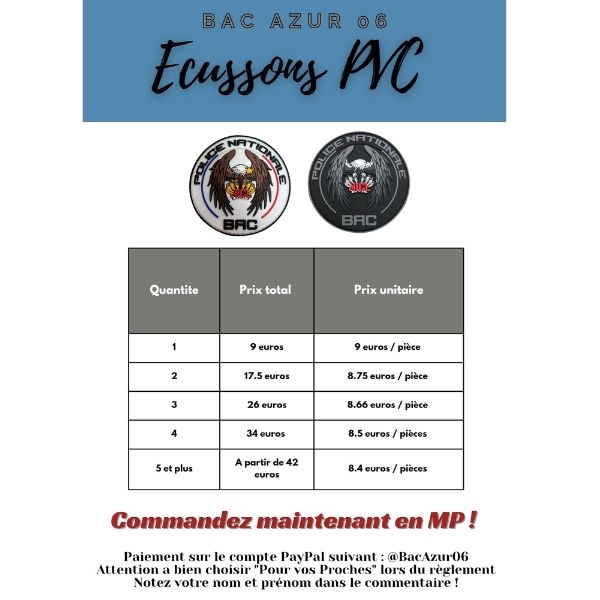 Ecusson PVC BAC NICE noir