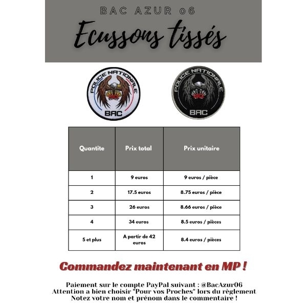 Ecusson tissé BAC NICE noir