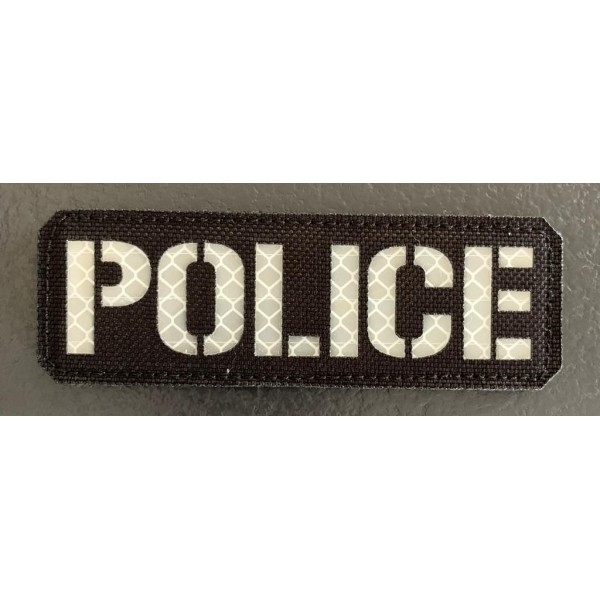 Bande Police Cordura Noir - Reflekt White - 10*3 cm