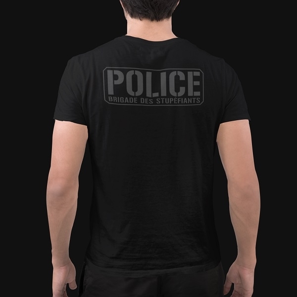 TEE SHIRT POLICE BRIGADE STUPEFIANTS NOIR HOMME
